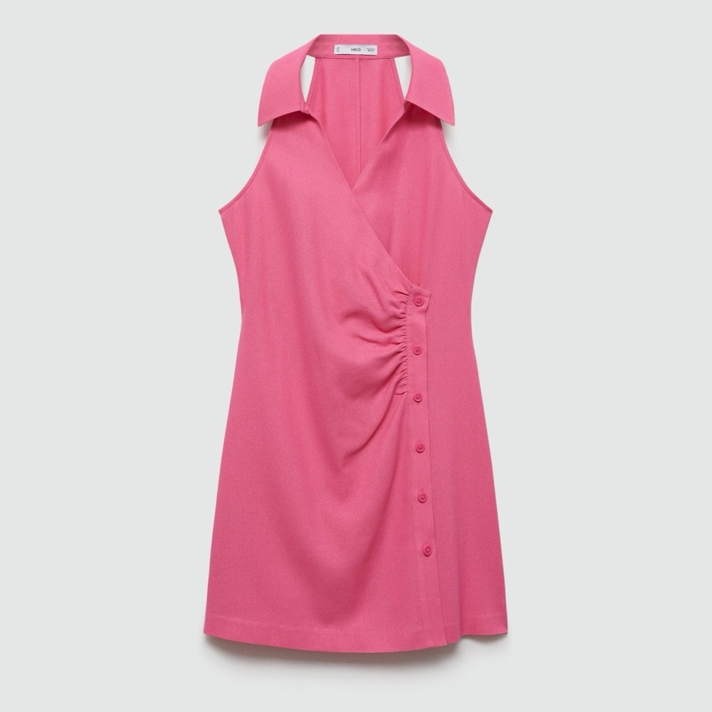 Mango Pink wrap shirt dress NWT - Picture 2 of 4